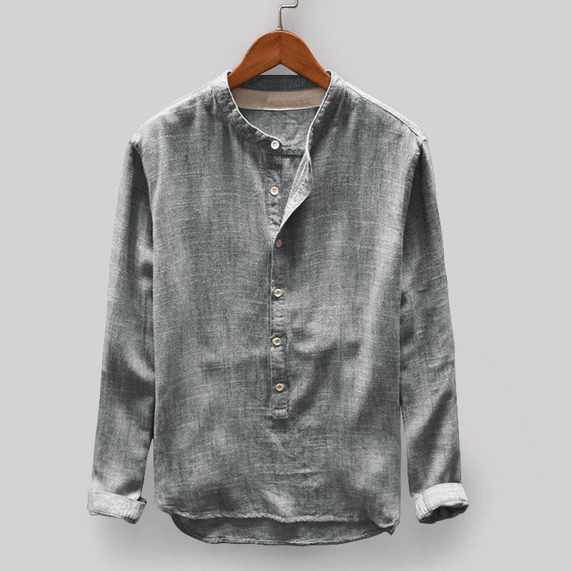 

NEW fashion Mens Long sleeve casual stand collar solid color, Gray