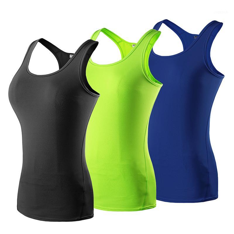 

YEL 3pcs High Elastic Sport Vest Women Quick Dry Women' Running Vest Gym Clothing Sleeveless Tank Top Fitness Yoga Set For Lady1, Bgreen bblue bpink