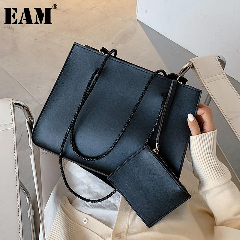 

[EAM] Women New Brief Handbag Composite Bag PU Leather Personality All-match Crossbody Shoulder Bag Fashion Tide 2021 18A1772, Black