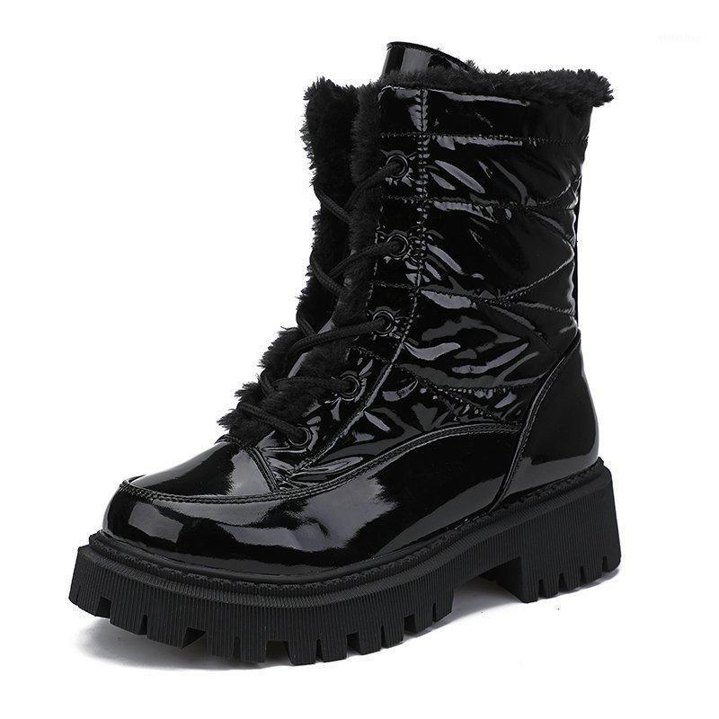 

Winter Snow Boots Women Short Pile Round Toe Beef Tendon Flat Heel Middle Tube Warm High-top Undefined Outdoor Comfortable Boots1, Black