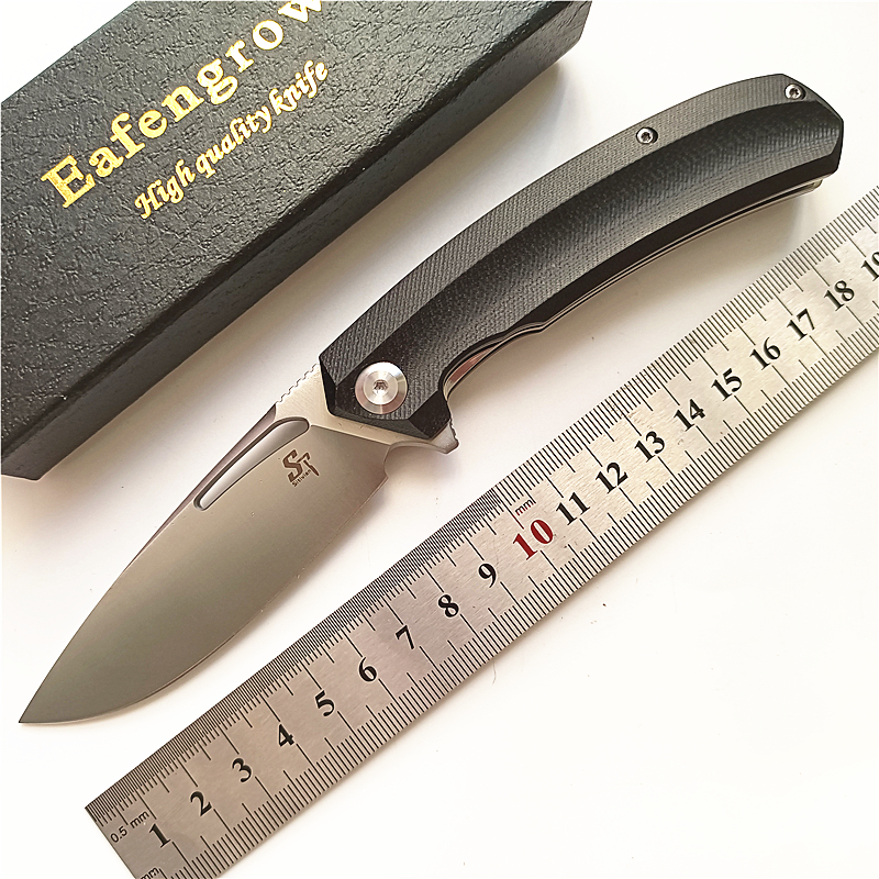 

Eafengrow Sitivien ST119 Real D2 Folding Knife G10 Handle Ball Bearing Flipper Camping Hunting Kitchen Pocket Survival Outdoor EDC Fold Knives Hnad tool