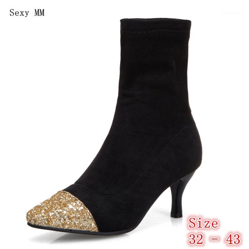 

Spring Autumn High Heels Women Ankle Boots High Heels Shoes Woman Short Boots Small Plus Size 32 33 - 40 41 42 431, Silver