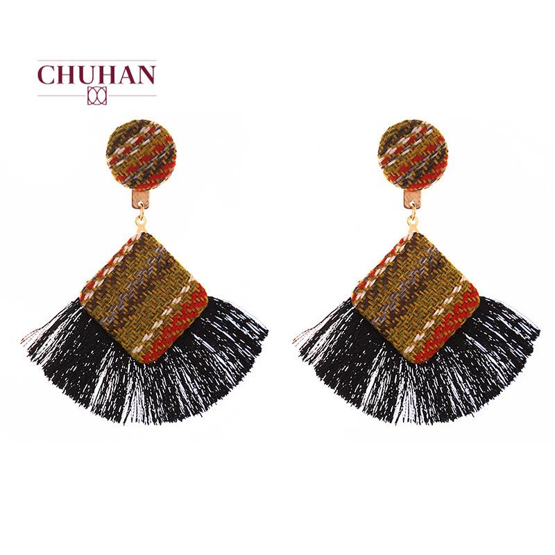 

Stud CHUHAN Korean Creative Tassel Earrings Women Retro Ethnic Diamond Personalized Trendy Jewelry Gifts C368