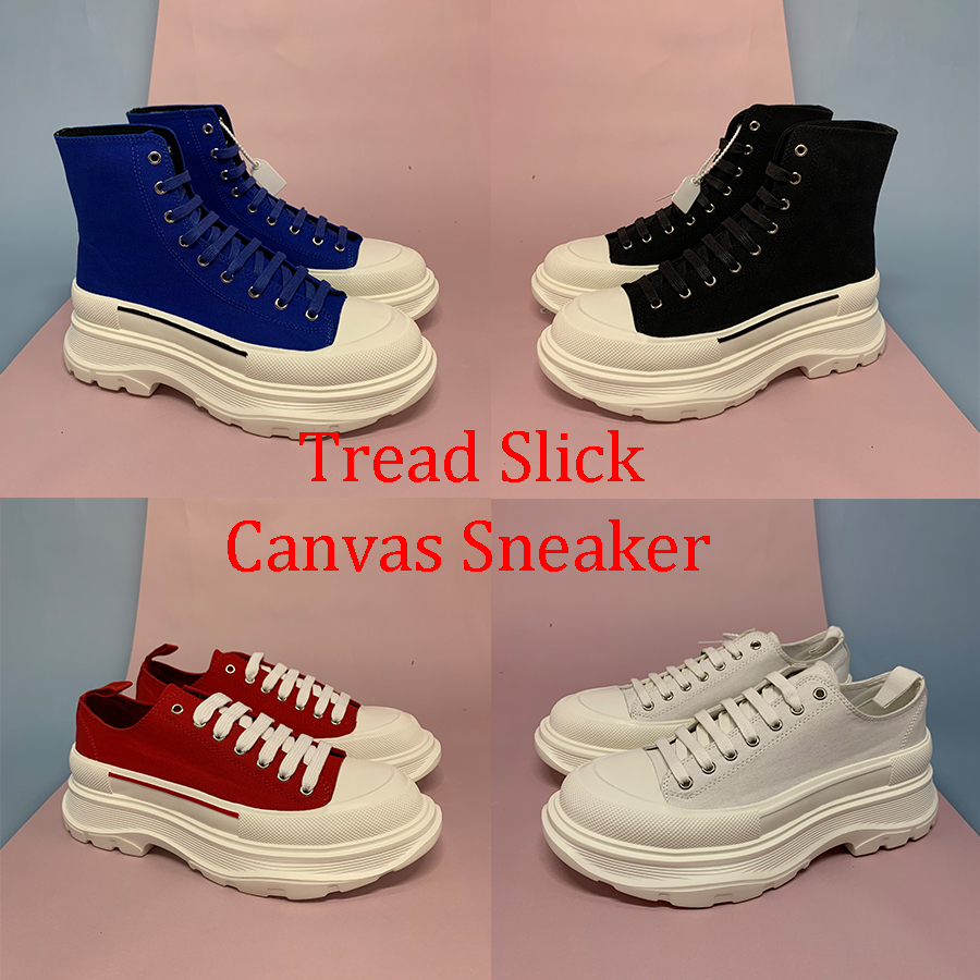 

Top quality Tread Slick canvas sneakers high triple black pale pink royal red white Platform shoes women running trainers 35-40, 13.20 us dollars for box
