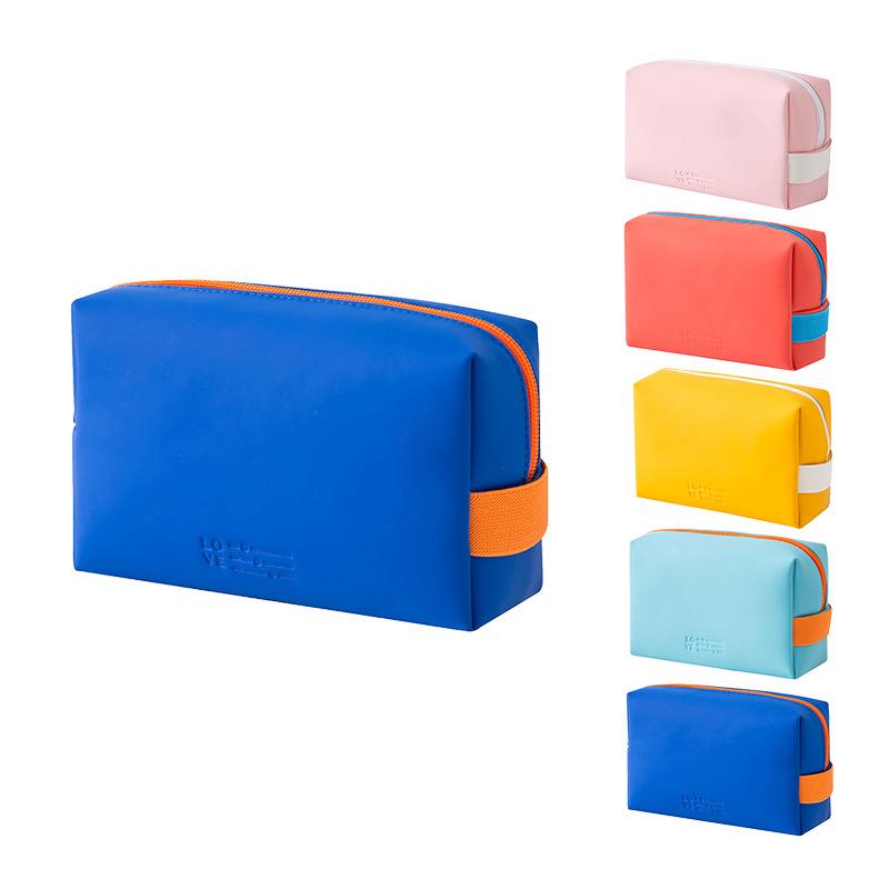 

1 PCS New cosmetic bag ladies travel cosmetic bag PU leather zipper storage beauty, Pink