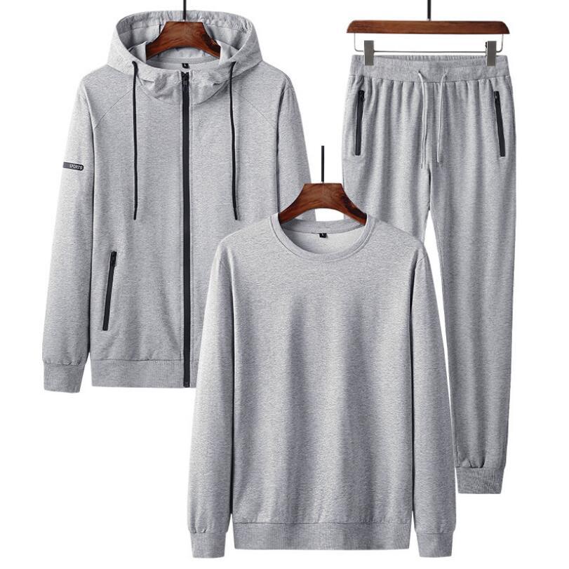 

2021 New Autumn Winter Men's Sportswear Tracksuits Hoodies+pants 3pcs Sets Hip Hop Streetwear Warm Fleece Loose Sweatsuit LIOL, Black