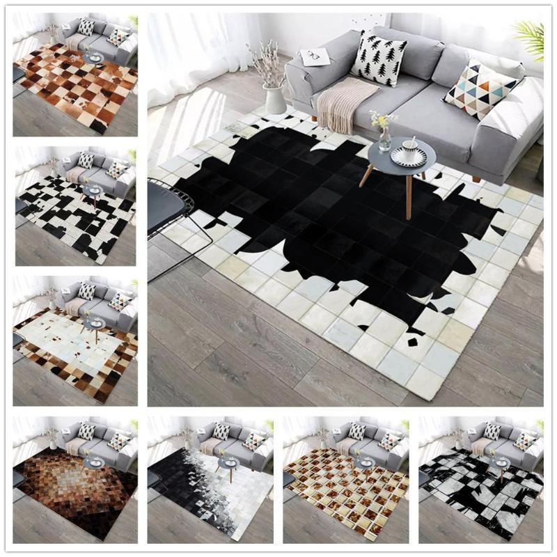 

Black/White Imitation Cowhide 3D Printed carpets Modern Nordic Home Decor Floor Rug Child Bedroom Play Area Rugs Kids Room Mats1