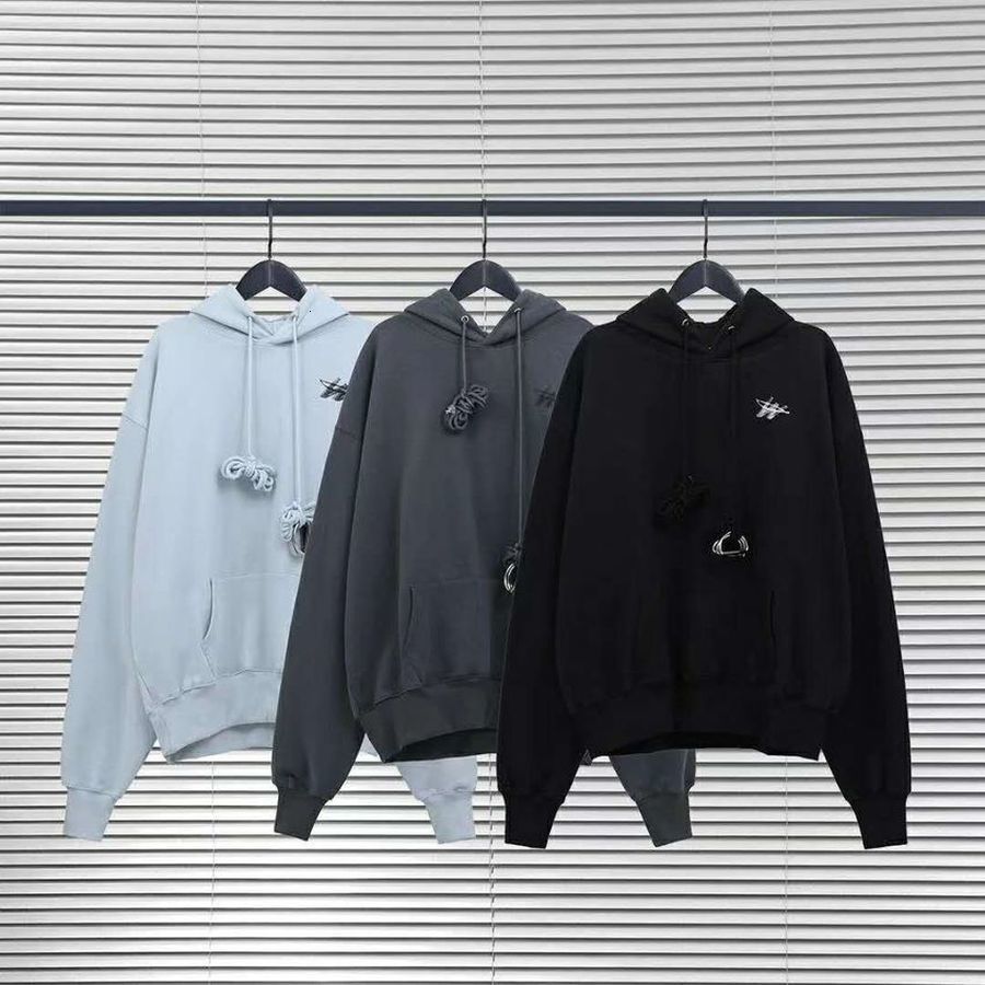 

2021 New Heavy Fabric Long Rope Fleece We11done Hoodie Men Women Welldone Pullovers Hooded Fashion Clothing 8cv1