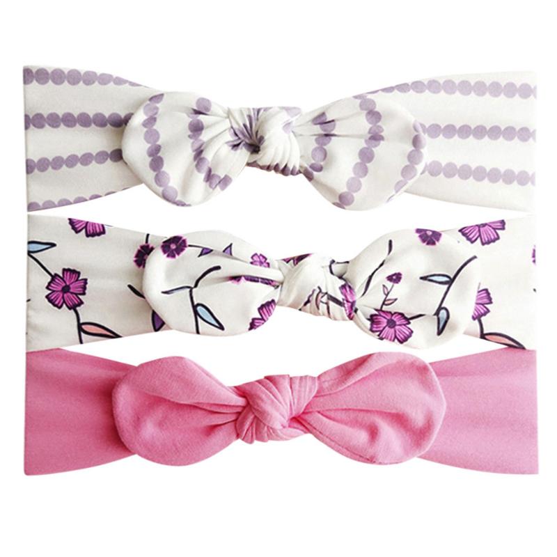 

PARRY Hair Accessories Newborn Girls Headband baby Girls Floral print Bowknot Hair Accessories 3Pecies Kids Hairband Set