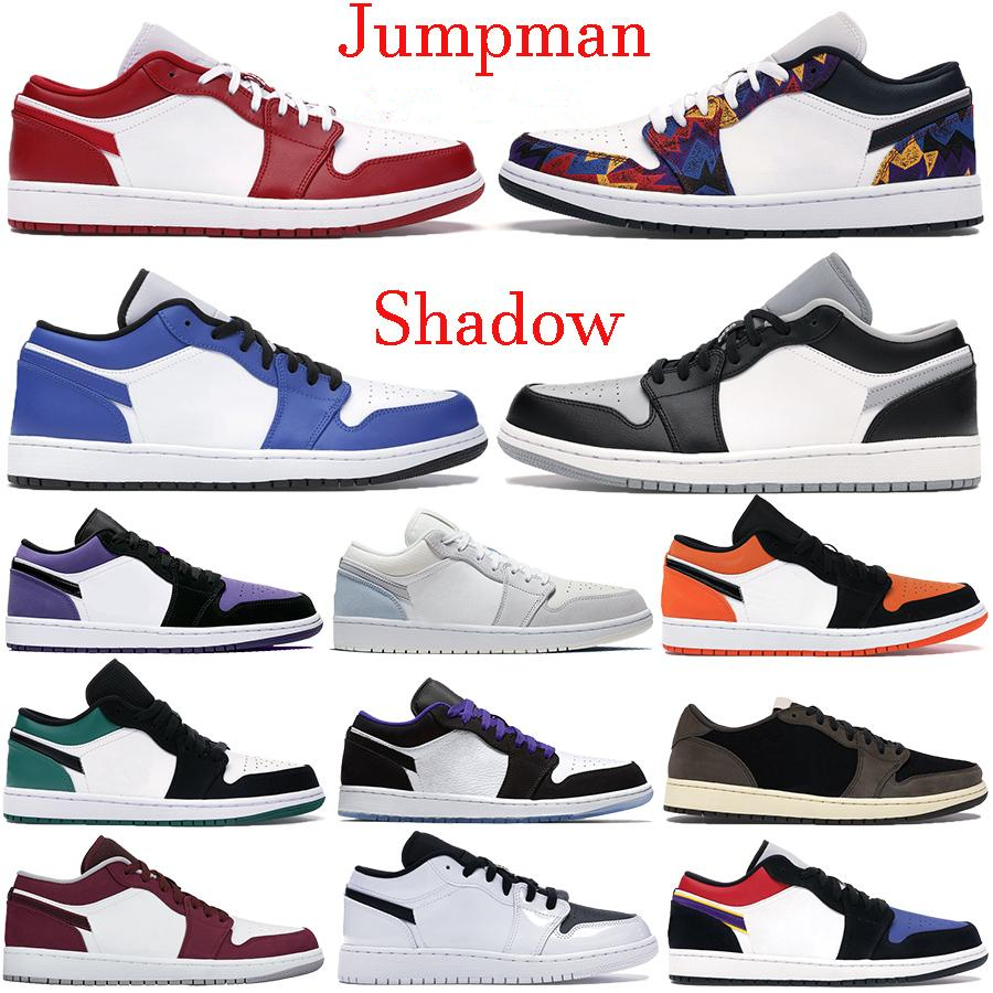 

Air men women Basketball Shoes Jumpman 1 Shadow Reverse Bred Travis Nakeskin Jordan AJ1 Aj retro Smoke Grey mid Low Paris 1s, Color 47