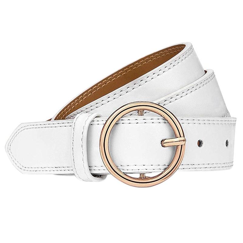 

Belts Women's Wild Simple Belt Round Pin Buckle Fashion Decorative Casual, White
