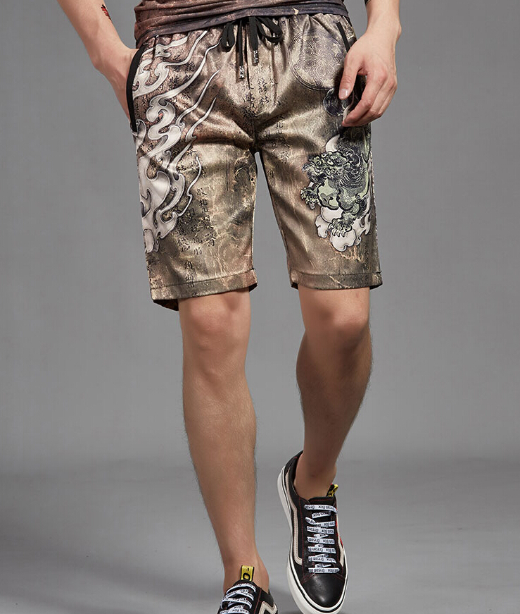 

Silk Sell Warm Shorts Ice in Summer Men's Leisure Pants Cologne Standard Fashion Short Vintage 3p06, Khaki.