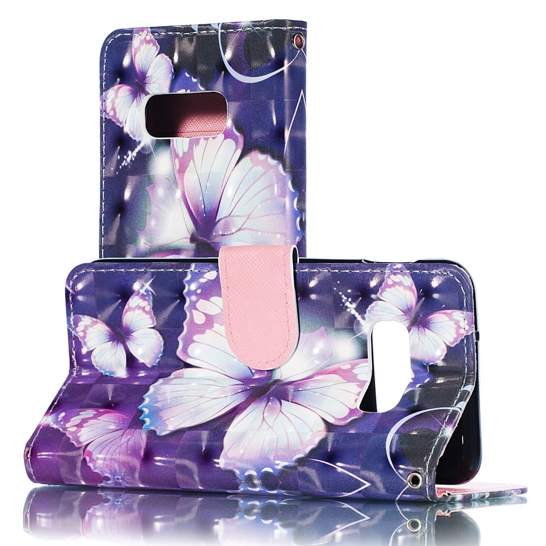 

3D Purple Butterflies Pattern Horizontal Flip PU Leather Case for Galaxy S10e with Holder Card Slots Wallet Photo Frame