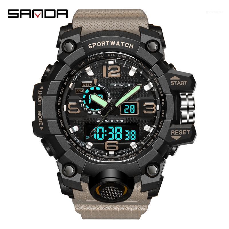 

SANDA LED Quartz Clock Sport Watch Watch 30m Waterproof Wristwatch Male relogios masculino Swimming Men S1, Black