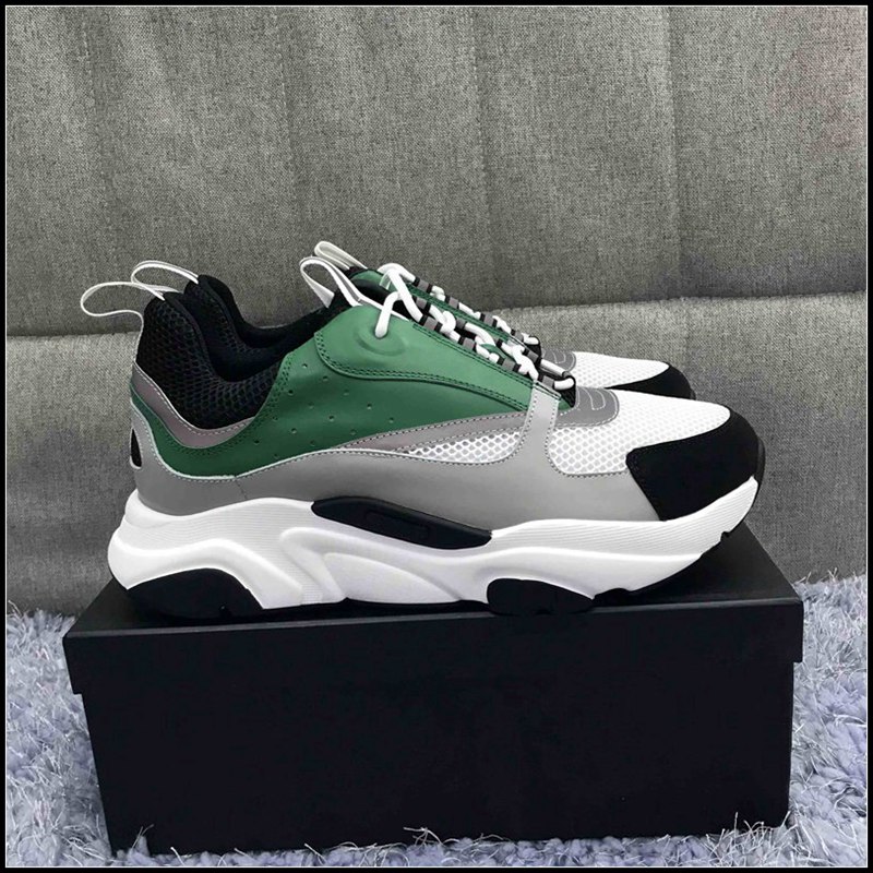 

B22 Mens Shoes Calfskin Luxury Shoes B22 Chaussures 3M Reflective Men Women Casual Shoes Green White Luxury Mens Sneakers 2020 New, Black