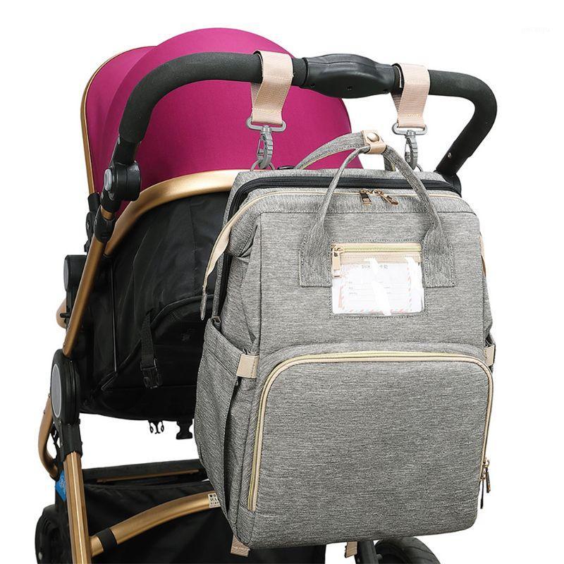 

2 IN 1 Folding Crib Backpack Multifunctional Large-Capacity Diaper Bag1, Gray