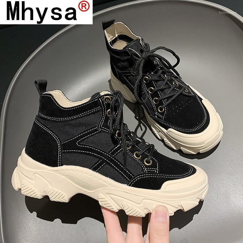 

2020 Winter Women Ankle Boots Fashion Platform Boots Chunky Woman Sneakers Wedges Shoes Brand Lacing Black for Women1