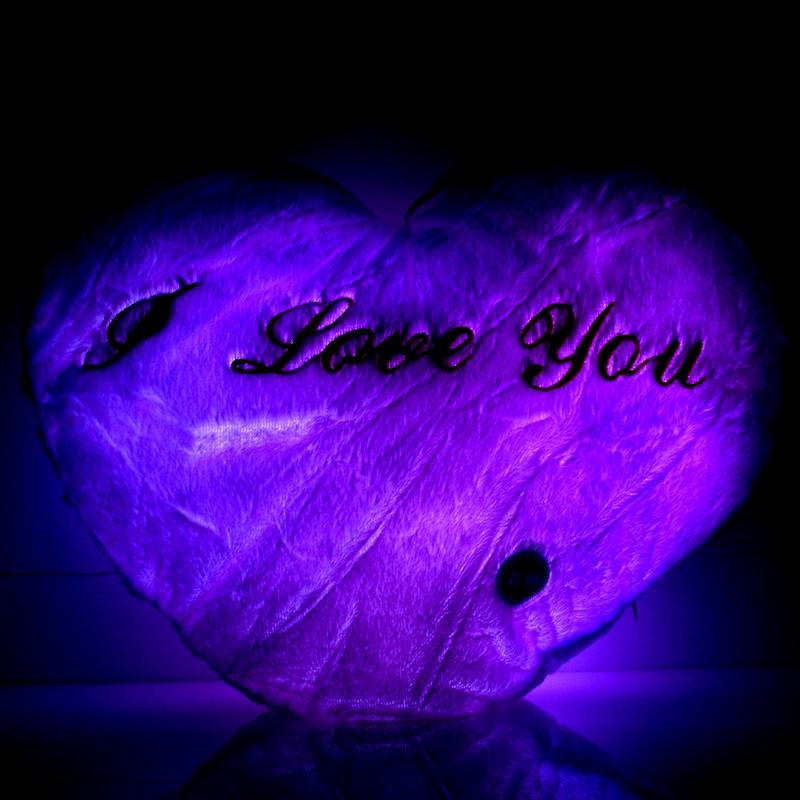 

New 1pcs Creative Colorful Glow night and dark Pillow Love Pillow Flash Heart-shaped Cushions Couple Gift Valentines Gifts