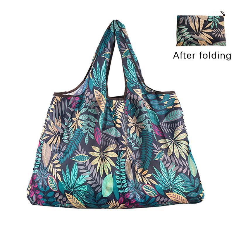 

#H40 Nylon Foldable Recycle Shopping BagEco Friendly Ladies Reusable Shopping Tote Bag Floral Fruit Vegetable Grocery Pocket1