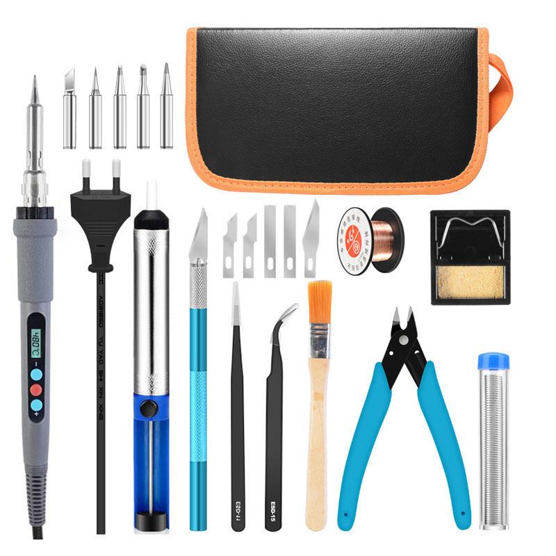 

Soldering Iron kit 90W Adjustable Temperature Electric Soldering Iron Desoldering Pump 170 Diagonal Plier Solder Welding Tools