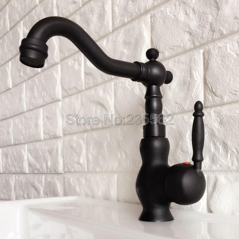 

Bathroom Sink Faucet Basin Single Hole Single Handle Deck Mount Hot&Cold Mixer Tap Black Oil Rubbed Bronze Lnf3561