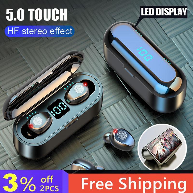 

F9 Wireless Bluetooth V5.0 Wireless Bluetooth Headphones LED Display 1200mAh Power Bank Headset With Microphone1