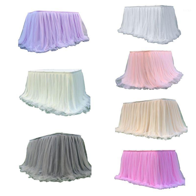 

Colorful Tablecloth Tulle Dessert Reception Table Skirt Decoration for Wedding Party Home Birthday1