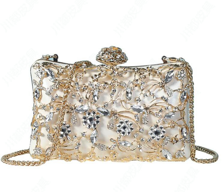 

High Quality Pierced Jewel Evening Bag Fashion Shoulder Crossbody Cosmetic Bags Trendy Female Totes Chain handbag Bridesmaid Bag, Pendant