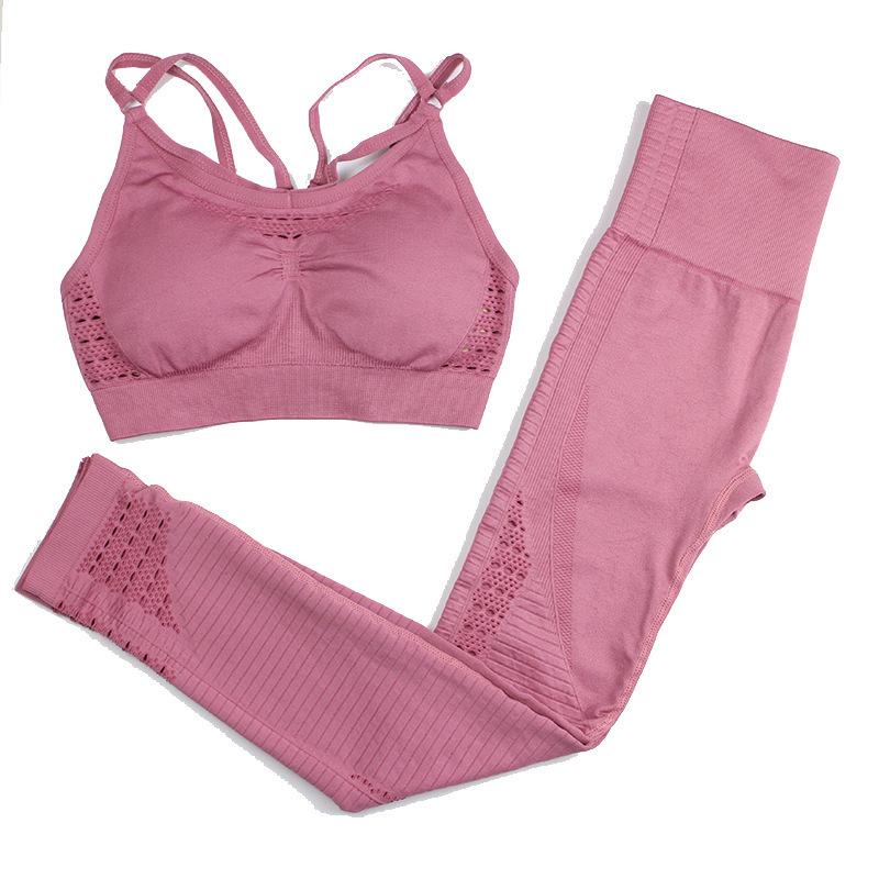 

Sport Wear For Women Seamless Yoga Set Fitness Clothing Sportswear Gym Legging Yoga Bra High Waist Running Legging Workout Pants, 913pink