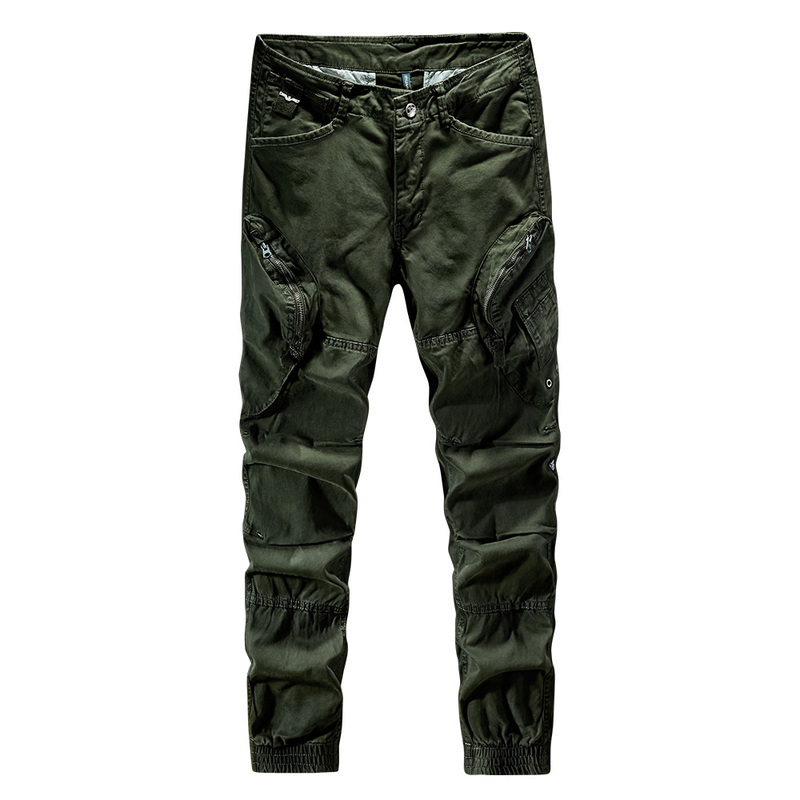 

Cargo Men's New Casual Pants Military Fashion Outdoor Male Overalls Straight Line Pockets Full Length Safari Style N2bu, Khaki