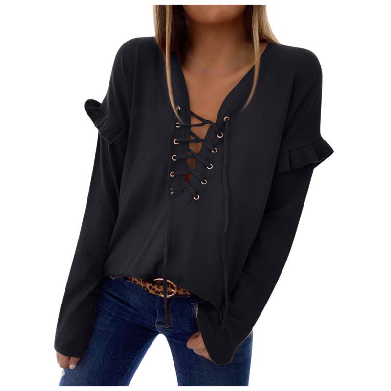 

sexy lacing Sweaters Women ladies Casual Long sleeve V neck slim pulls femme automne hiver party eyecatching Sweater, Black