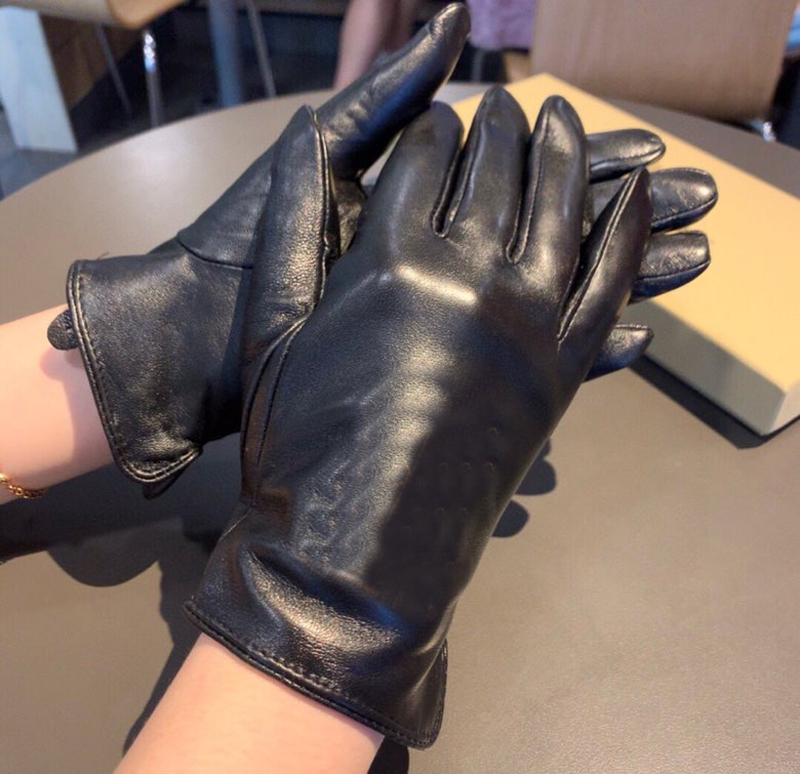 

leather Genuine warm winter fluff soft woman skin lining women high quality gloves CFIE