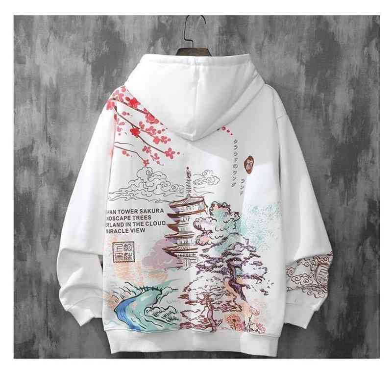 

Men's Veet Hoodie, Harajuku style loose hip hop, Japane street cloth, couple fashion, White