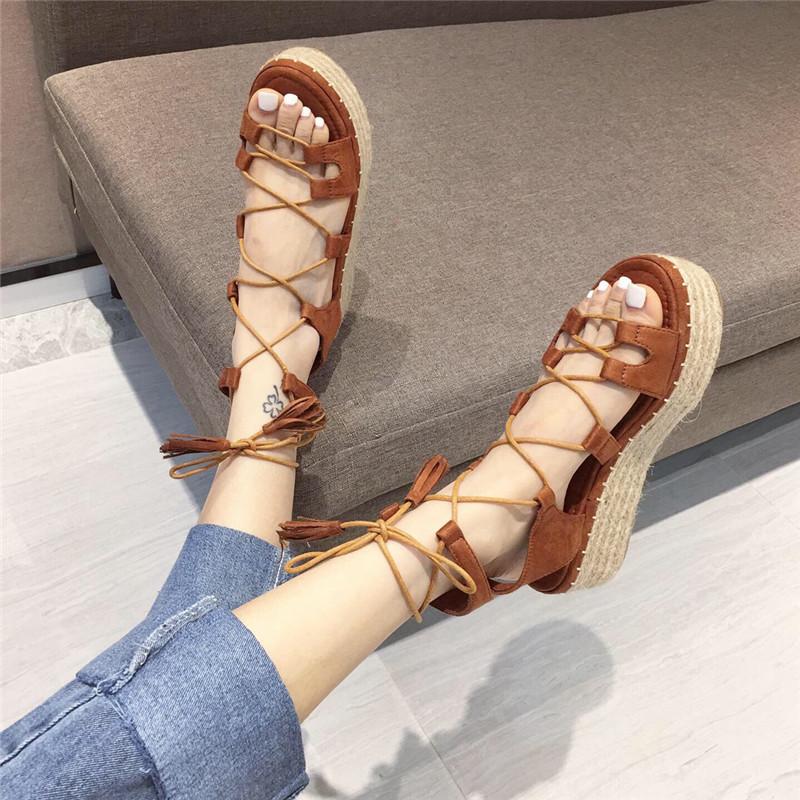 

Summer Thick Heels Sandals Lace-up High-heeled Women's Shoes, Black