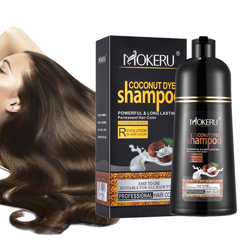 

500ml Natural Organic Coconut Oil Essence Black Hair Dye Shampoo Covering Gray Hair Permanent Hair Color Dye Shampoo Many Colors