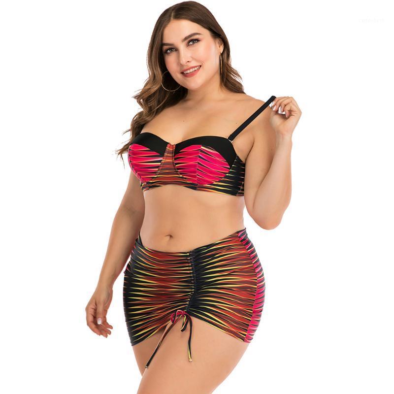 

Sexy Pack Hip Skirt Bikini Set Women Plus Size Swimsuit 2020 High Waist Swimwear Tuba Bathing Suit Large Size Beachwear Biquini1, 8804