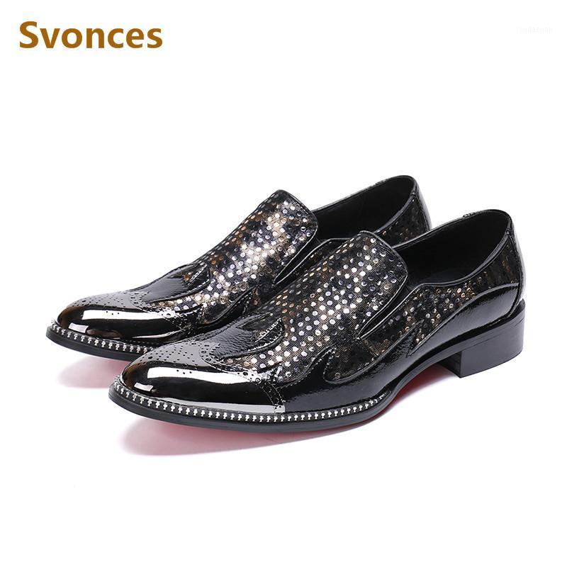 

New Arrival Mens Dress Shoes Luxury Poalk Dot Genuine Leather Designer Metal Toe Flats Brand Gentleman Dressing Leather Shoe Man1, Color 2
