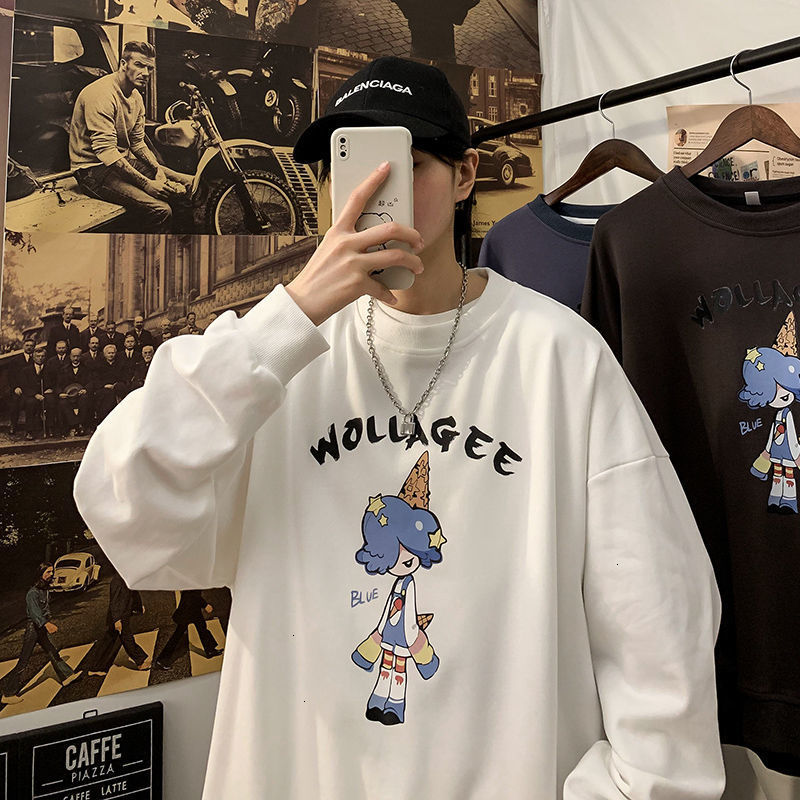 

2021 New Japanese Graphic Men Sweatshirts Harajuku Men's Autumn Hip Hop Male Streetwear Hoodies Clothing Cp01, White