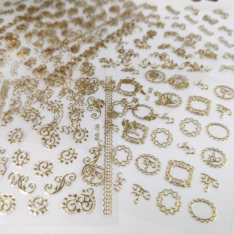 

30pcs 3D Gold Nail Art Stickers Decals Hot Stamping Nail Art design Shinning Self Adhesive DIY Decorations, 30pcs(no package)