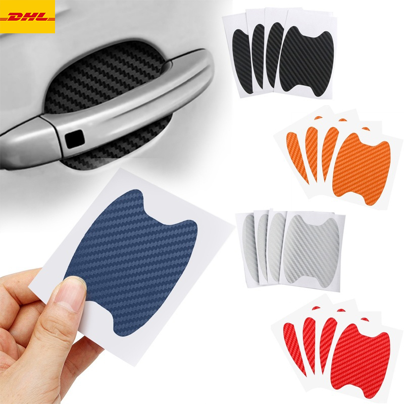 

4Pcs/Set Car Door Sticker Decal Carbon Fiber Scratches Resistant Cover Auto Handle Protection Film Exterior Styling Accessories, Multiple colour