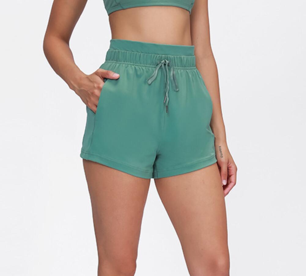 

Yoga Shorts Loose Fit Drawstring with Pockets Running Fitness Workout Sports Gym Clothes Women Pants 3 Ponts Biker Tennis Short, Bean green