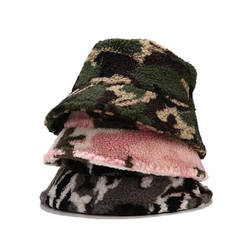 

2020 New Lambs Wool Hat Tide Autumn Winter Camouflage Fisherman Hat Men Women Outdoor Warm Windproof Sun Visor Winter, Green
