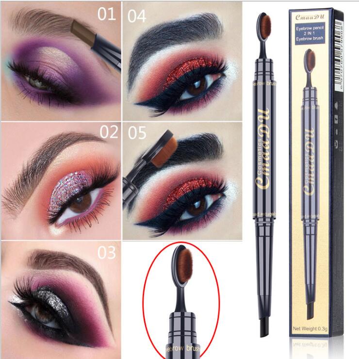 

CmaaDu HOT MAKEUP Double Eyebrow Pencil BROW CRAYON EBONY SOFT BROWN DARK MEDIUM CHOCOLATE, Black