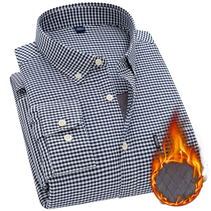 

2021 New Brand Men Long Sleeved Casual Business Plus Veet Thick 100% Cotton Oxford Cashmere Lining Plaid Shirt G6l3, Llk-tf-t0m13-06