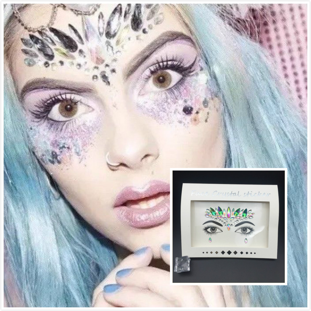 

47 styles 3D Crystal Glitter Jewels Tattoo Sticker Women Fashion Face Body Gems Gypsy Festival Adornment Party Makeup Beauty Stickers 100pcs