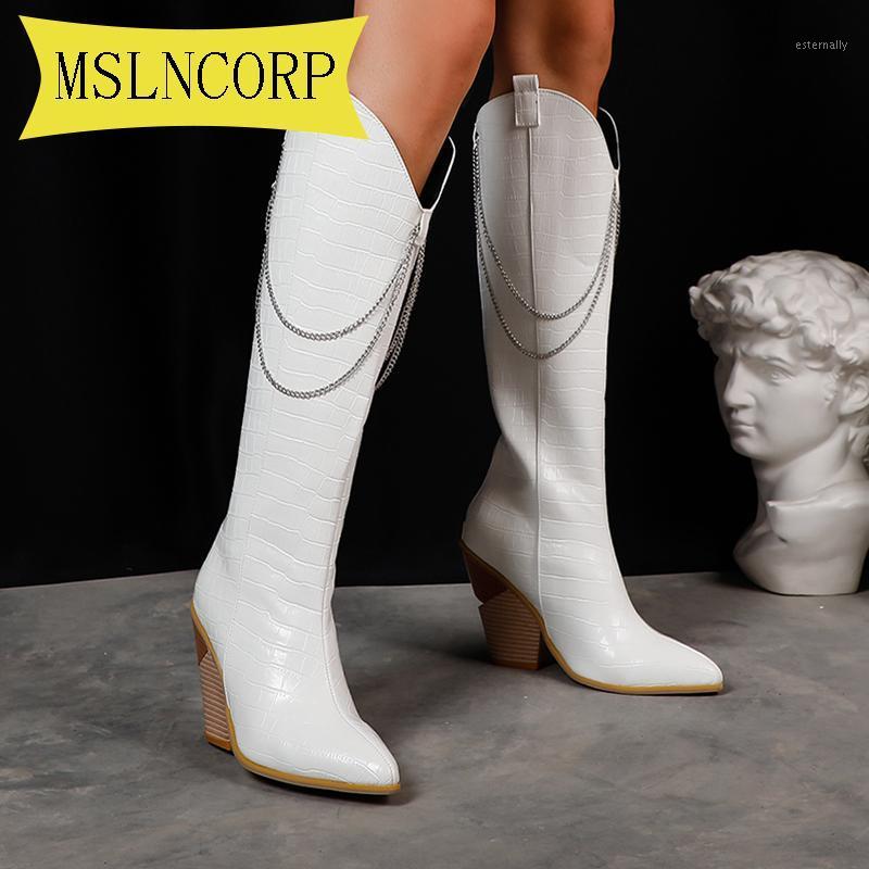 

Plus Size 34-48 PU Leather Boots Autumn Winter Knee High Boots Ladies Thick Sole Platform Western Cowboy Motorcycle1, Black