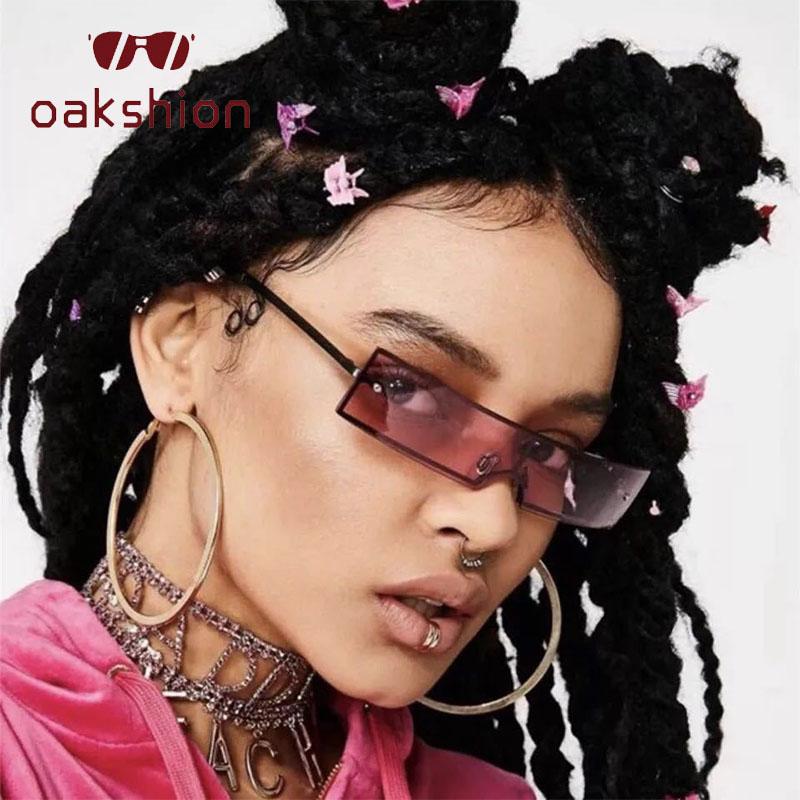 

oakshion 90S Rectangle Sunglasses Women 2020 One Piece Trend Vintage Metal Frame Small Sun Glasses Female Skinny Eyeglasses