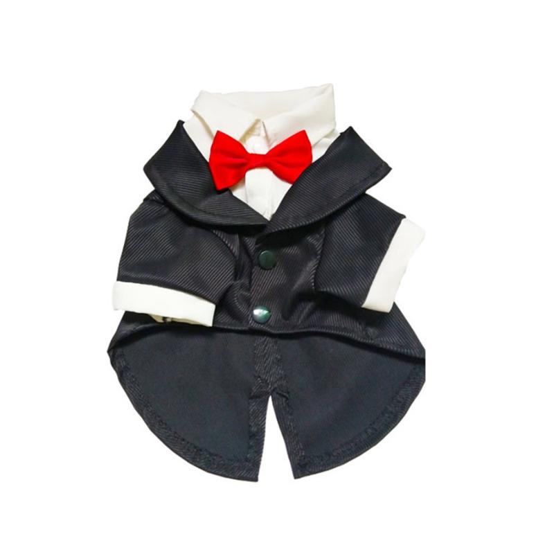 

Black Gentleman Dog Clothes Wedding Party Suit Formal Dog Shirts With Bow For Small Medium Dogs Costume For Pet Outfit