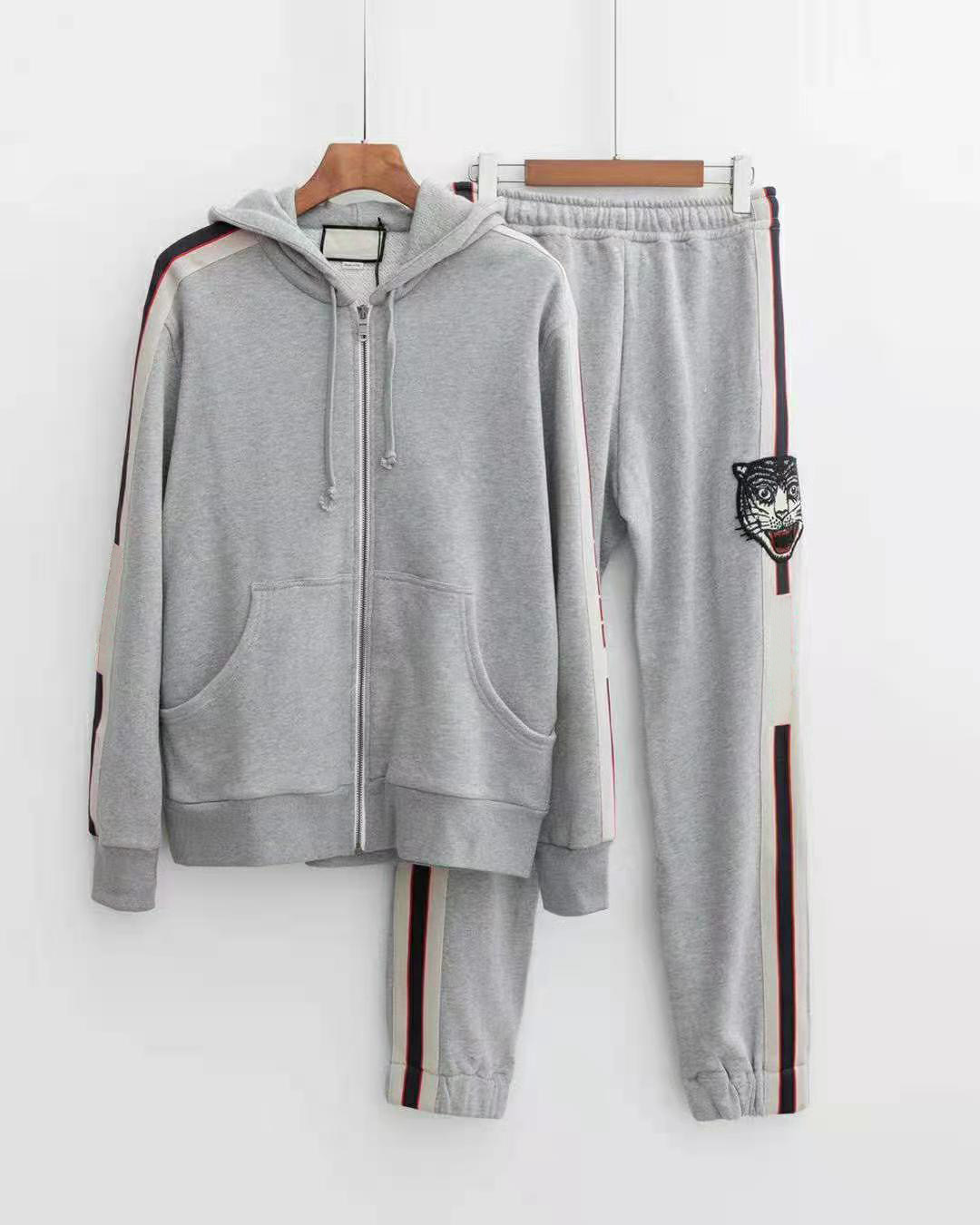 

2019 fall new fashion mens designer grey hooded tracksuits ~ US SIZE sweatsuit ~ tops mens training jogging sweat track suits, Gray