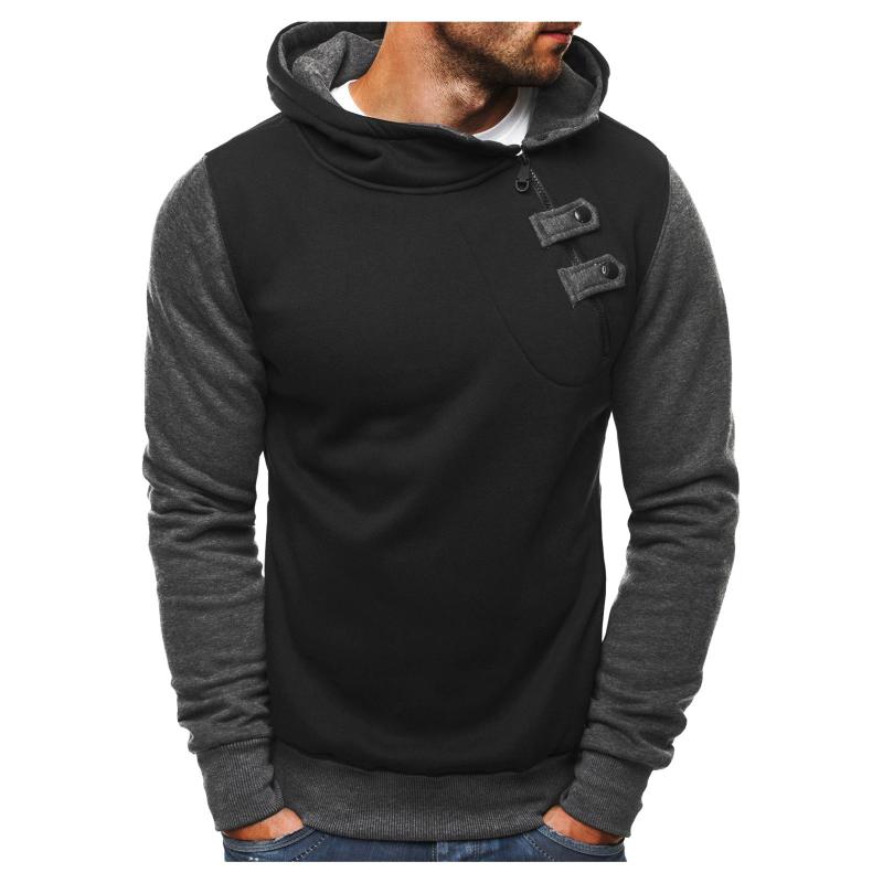 

2020 hot sale Autumn and winter warm Men's Casual Zipper Buttons Hooded Sweatshirt Outwear Tops Blouse chaqueta de los hombres, Black